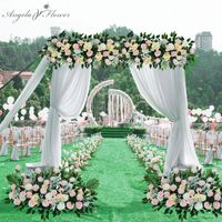 Wholesale Decorative Flowers Wreaths M color Artificial Flower Row Wedding Backdrop Arch Decor Arrangement Square Round Pavilion Stand Ceremony W