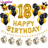 Wholesale 38pcs Number Birthday Balloons th Happy Birthday th Years Party Decorations Gold Black Rose Gold Woman Man Adult G0927