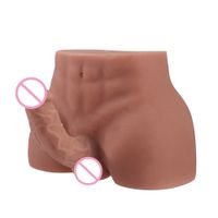 Wholesale Hard core penis dildo half body male torso for Female masturbator Anal Masturbation Couple Sex Silicone Doll