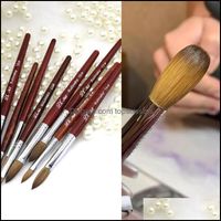 Wholesale Nail Art Kits Salon Health Beauty Kolinsky Sable Acrylic Brush Pen For Powder Manicure Round Wood Handle Gel Builder Brushes Drop Del