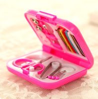 Wholesale Mini Sewing Box Suit Almighty Travel Portable Small Kit Needle Cotton Threads Scissor Thimble Home Craft Woodworking Tools