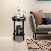 Wholesale Living Room Furniture Round With Drawer Side Coffee Brown decoration shape classic tea table