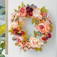 Wholesale Decorative Flowers Wreaths Floral Eucalyptus Wreath Hanging Garland With Lights For Wedding Holiday Christmas Decor Wall Rose Sunflower