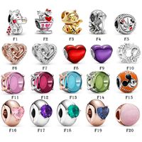 Wholesale NEW Sterling Silver Fit Pandora Charms Bracelets Love Heart Mouse Cat Bird Crown Horse Glass Beads Charms for European Women Wedding Original Fashion Jewelry