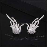 Wholesale Stud Earrings Jewelry Elegant Famous Brand Design Leaf Shape Zirconia Wedding Earring For Women Luxury Korean Fashion Q2 Drop Delivery