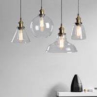 Wholesale Pendant Lamps Vintage Lights Modern Clear Glass Lamp Smoky Grey Retro Hanglamp Industrial Dinning Room Bedroom Kitchen