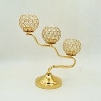 Wholesale Candle Holders Wedding Ideas Home Decoration K9 Crystal Lantern Gold Strands Candlestick Party Table Centerpieces