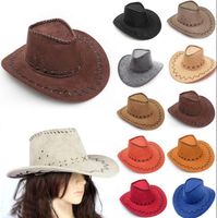 Wholesale 2021 Western Cowboy Hats Men Women Kids Brim Caps Retro Sun Visor Knight Hat Cowgirl Brim Hats