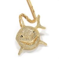 Wholesale Hip Hop Jewelry Sharks Pendant Necklace Gold Plated Micro Pave Cubic Zircon for Men Women Nice Fashion Gift Clubbing Accessories