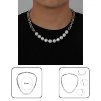 Wholesale Chains Men Necklace Polished Lobster Clip Lightweight Imitation Pearl Cool Link Chain
