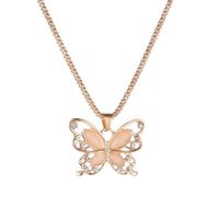 Wholesale Creative new fashion cat s eye stone hollow butterfly necklace all match elegant sweater chain
