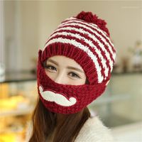 Wholesale Hat Woman Korean Chaozhou Beard Wool hats Knitted Fall and Winter Heating Mask hats and Fur Wool Ear Protector1