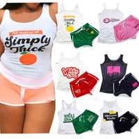 Wholesale Designer Summer Womens Two Piece Set Shorts Pants Pajamas Tracksuits Letter Printed Sleepwear Sexy Suspenders Tops Suit Plus Size Clothing
