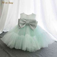 Wholesale Baby Girl Princess Bow Tutu Dress Infant Toddler Teen Summer Vintage Tulle Vestido Party Pageant Birthday Baptism Frocks Y G1129