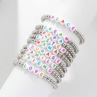 Wholesale Bangle Elastic Silver Color Beaded Acrylic Letter Custom Name Bracelets For Women Men Family DIY Jewelry Father s Day Gifts