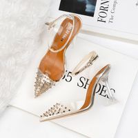 Wholesale Dress Shoes Fashion Celebrity Women Sexy Pumps High Heeled Lady Evening Party Sandals With Rivet Crystal Transparent Wedding Sandal