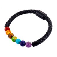 Wholesale New magnetic buckle men s bracelet leather rope natural volcanic stone beads simple and fashionable hand accsori