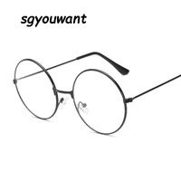 Wholesale Fashion Vintage Retro Metal Frame Clear Lens Glasses Nerd Geek Eyewear Eyeglasses Black Oversized Round Circle Eye Glasses