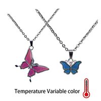 Wholesale Pendant Necklaces Novel Jewelry Temperature Sense Control Variable Change Color Mood Butterfly Necklace For Fashion Women Gift