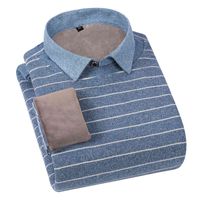 Wholesale Aoliwen Winter Long Sve Pullover Sweater Warm Striped Shirts Men Two Piece Suit Plus Veet Thick Warm V Neck Casual Shirts