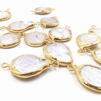 Wholesale Gold Plated Mother of Pearl Shell Pendant Connectors Double Bails Pendant connector Pearl shells charms Jewelry Findings
