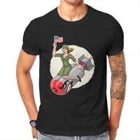 Wholesale Men s T Shirts Pin Up Girl Model Art TShirt For Men Lady Luck Bomber Round Neck Basic T Shirt Hip Hop Gift Clothes OutdoorWear Big Size