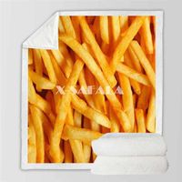 Wholesale Blankets Funny Food Pizza Eggs Potato Chips D Print Plush Throw Sherpa Fleece Bedspread Blanket Vintage Bedding Square Picnic Wool Soft6