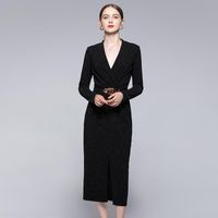 Wholesale Women s Fashion Dress Sexy Feminine Temperament Big V Neck Long Cultivate Morality Show Thin One Pace