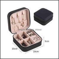 Wholesale Band Rings Jewelry Portable Box Organizer Display Travel Case Boxes Button Leather Storage Zipper Jewelers Joyero Drop Delivery Buxa