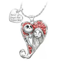 Wholesale 2021 Cute Woman Necklaces Jewelry Gothic Christmas Night Horror Popular Heart Shaped Diamond Grimace Doll Necklace Pendant