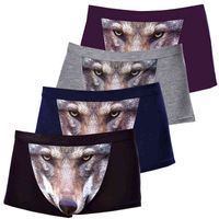 Wholesale 4pcs Large Size Male Underwear Funny Panties Wolf Modal Men Underware Boxer Shorts Man Comfortable Soft Pouch Underpants XL H1214