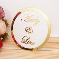 Wholesale Party Decoration Personalized Wedding Signs Acrylic Name Sign Custom Welcome Board With Mirror Sticker Round Frame Nail Table