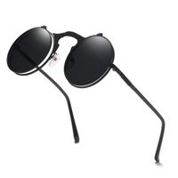 Wholesale Sunglasses Retro Steampunk Men Women Classic Double Flip Round Sun Glasses Female Steam Punk Eyeglasses Circular Eyewear