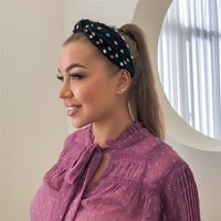 Wholesale Wide Brimmed Fabric Headbands Fashion Colored Glass Diamond Knotted Headband All Match Hair Accessories European American