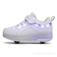 Wholesale Sneakers USB Charging LED Light Two Wheels Boys Girls Roller Skate Casual Shoe With Kids Girl Sport Shoes