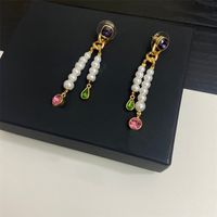 Wholesale Brand Yellow Gold Color Fashion Jewelery Woman Pearls Earrings Water Party c Top Quality Drop Studing Jewelry