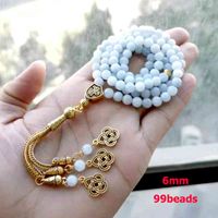 Wholesale Tasbih Natural Aquamarines stone Muslim Bracelet Turkish misbaha rosary bead islamic jewelry Gold tassel accessory arab gift