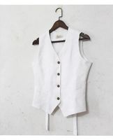 Wholesale Men s Vests Women s Suit Vest Jacket V Neck Khaki Dark Brown Linen Cotton Short Thin Korean Slim Fitting For Casual Clothing