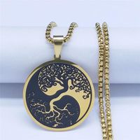 Wholesale Pendant Necklaces Yin Yang Gossip Tree Of Life Stainless Steel Long Gold Color Muslim Islam Jewelry Arbre De Vie N726S02