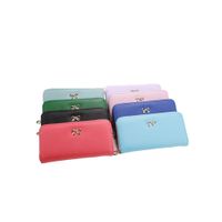 Wholesale Ladies Long Wallet Women Daily Use Clutches Handbag Cross Pattern Bow Wear Zipper Clutch Bag Phone Card Package PU Purse Wallets