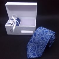 Wholesale Paisley Tie Polka Microfiber Necktie Wedding Ties Special Heavy Cotton Wrapped interlining Mens tie Clips Cufflinks Hanky Set Matching Colors In a Nice Gift Box