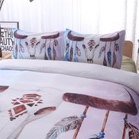 Wholesale Bohemian Bedding Set Dream Feathers Print Bedclothes Double Queen King Luxury D Duvet Cover Pillowcase Sets K2