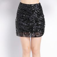 Wholesale Skirts Sexy Women Mini Beaded Sequin Skirt Jupe Falda Solid Paisley Casual Bodycon Pencil Shiny Party Club Short Sequined