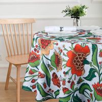 Wholesale Table Cloth Spill Proof Waterproof Tablecloth Vintage Floral Design Patio Fabric Cover Home Dinner Wrinkle Free No Zipper And Hole