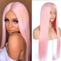 Wholesale Synthetic Wigs Transparent Long Straight x4 Lace Front Pink Yellow Red Soft Fiber Hair Frontal Wig For Black Women