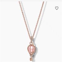 Wholesale Charm K balloon necklace pendant for love adventure bead chain suitable For Pandora style rose gold CZ diamond summer romantic girl gift