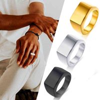 Wholesale Mens stainless steel ring flat top square ring silver oxide color country retro jewelry
