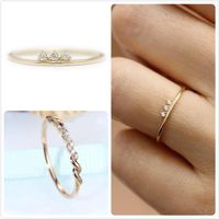 Wholesale Wedding Rings Dainty Crystal Zircon For Women Engagement Crown Ring Gold Cross Line Anillos Korea Girl Gift Party Finger R5