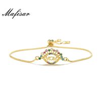 Wholesale Charm Bracelets Mafisar Fashion Gold Silver Color Mom For Mother Women Unique Design Mixed CZ Jewelry Gift
