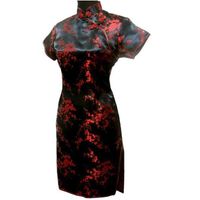 Wholesale Black Red Chinese Women Traditional Dress Short Mini Qipao Cheongsam Top Flower Plus Size S M L XL XXL XXXL XL XL XL MH